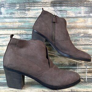 Eileen Fisher Murphy Ankle Boot Womens Size 10 Gray Leather Zip Up Block Heel